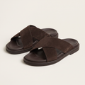 Suede Chocolate Crossover Slide Sandals