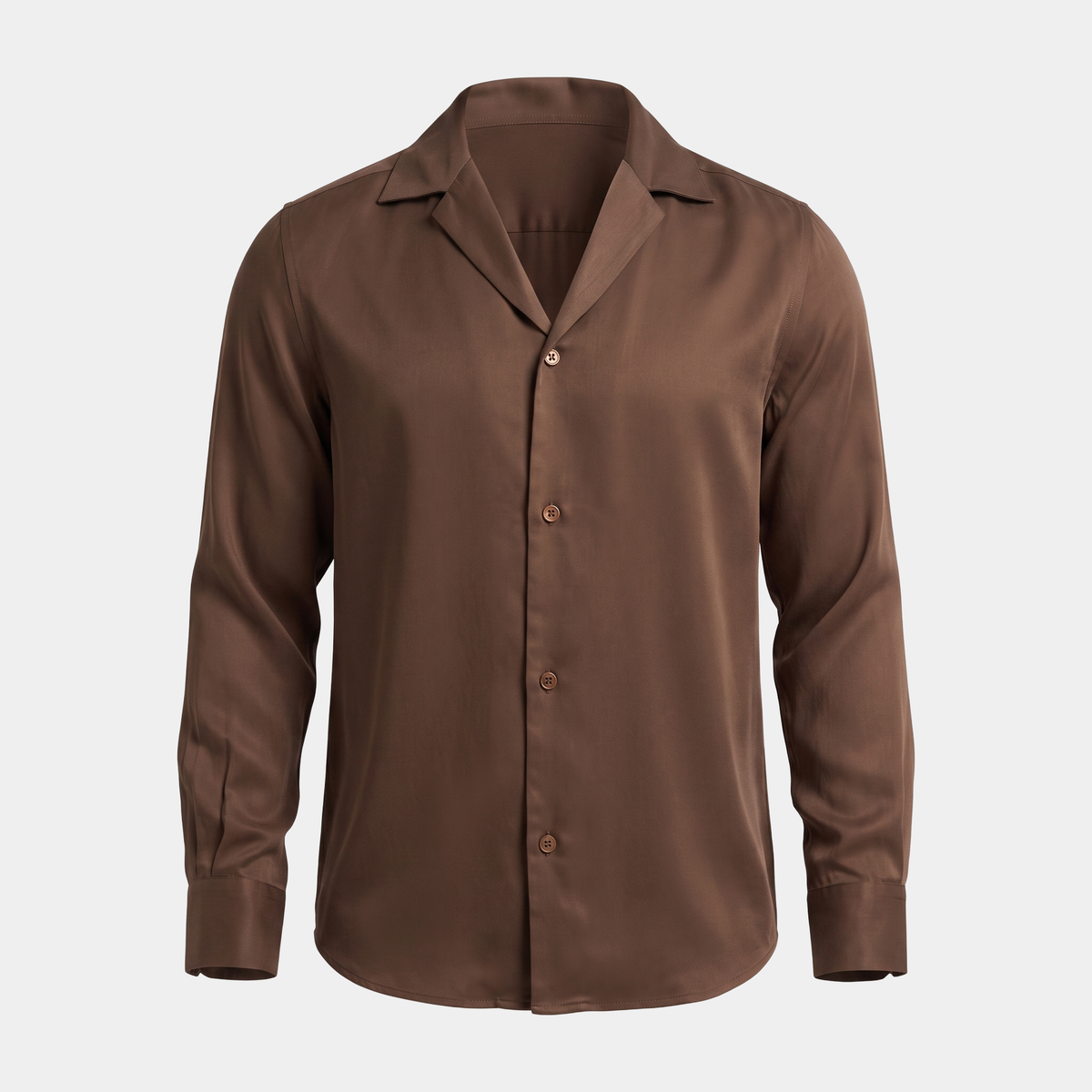 Satin Brown Camp Collar Shirt