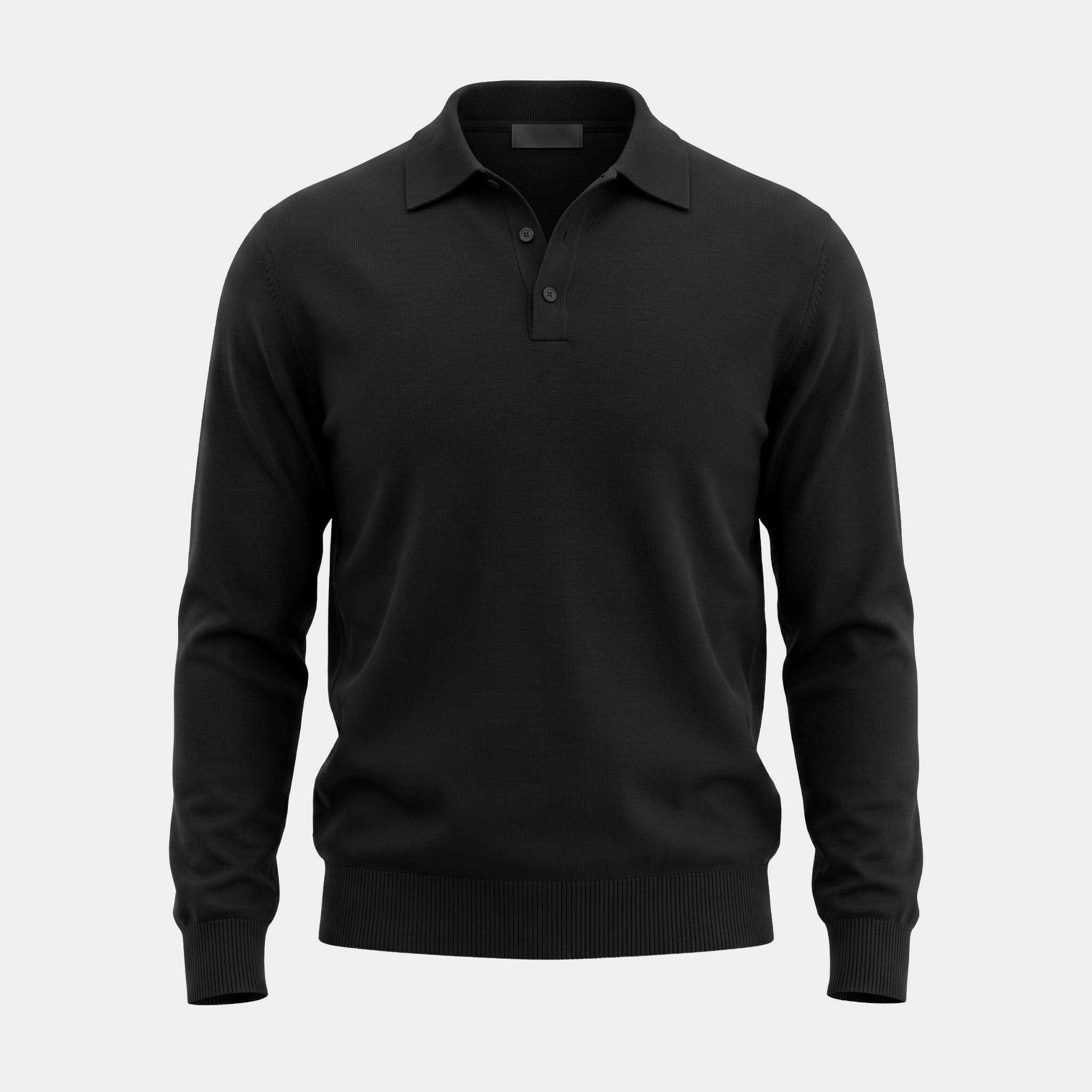 Fine Knit Black Polo Shirt