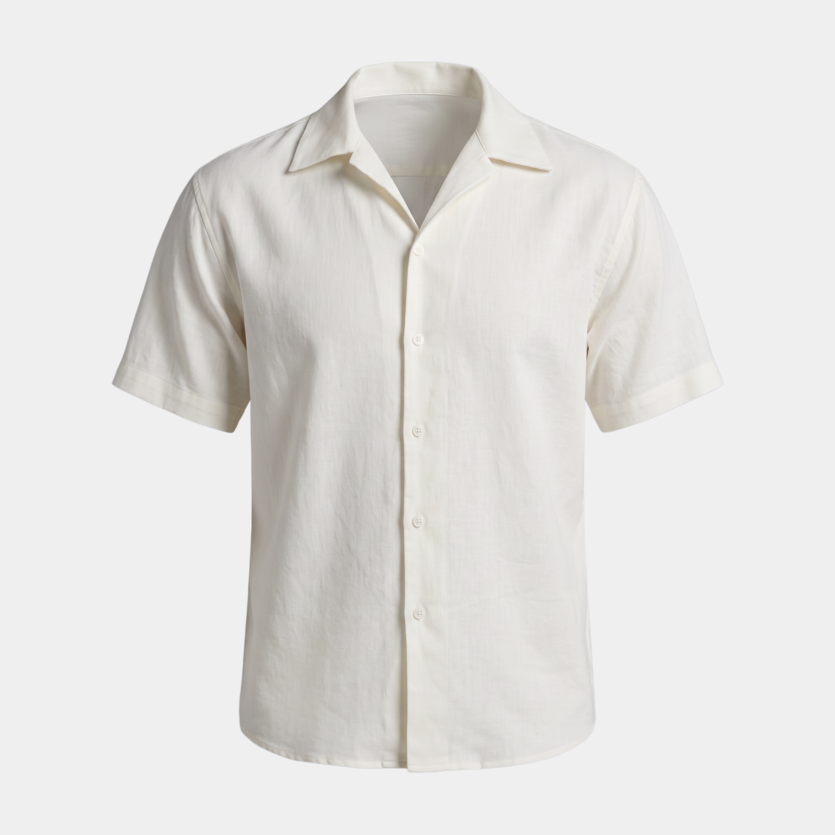 Linen Ivory Camp Collar Shirt