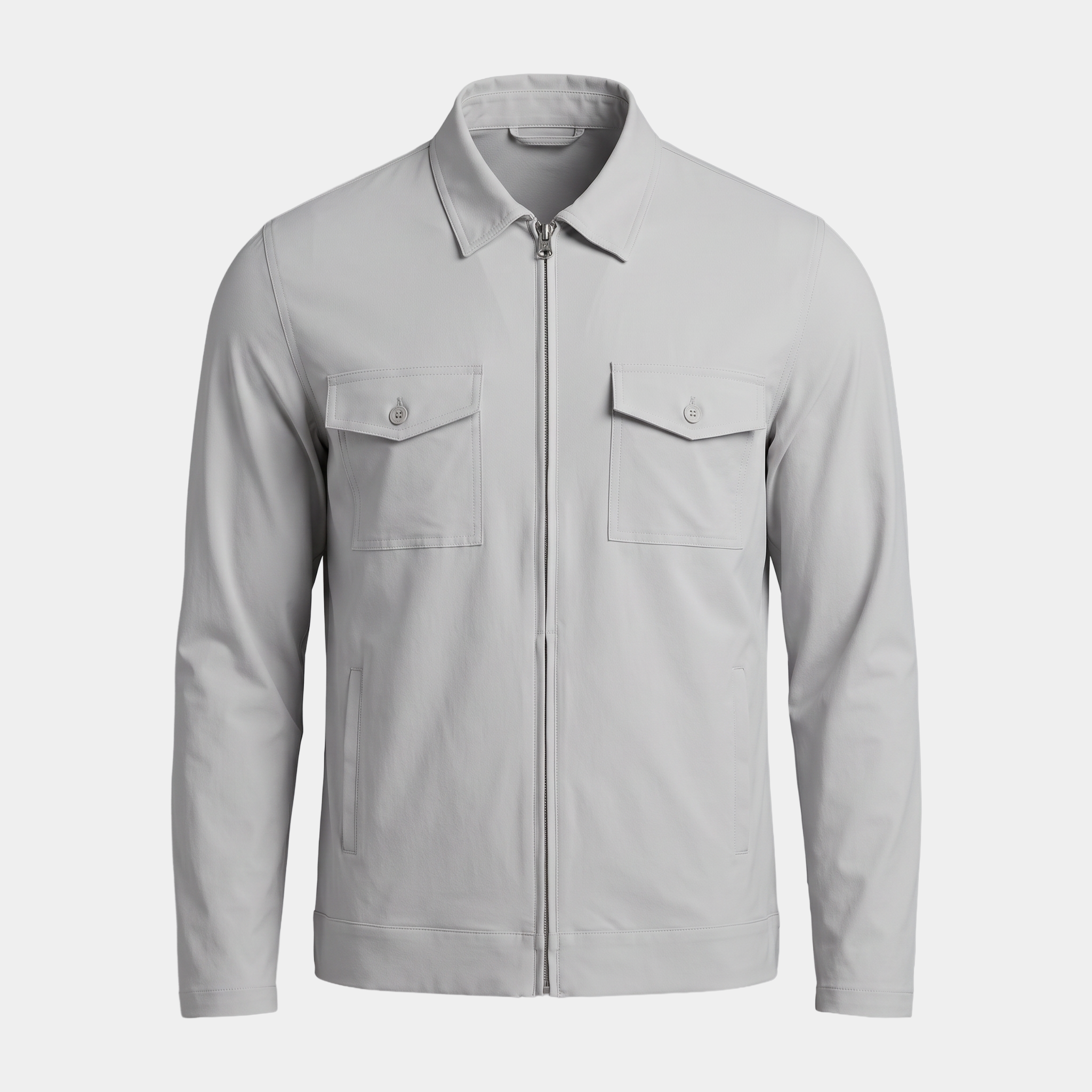 Zip Light Grey Overshirt Jacket