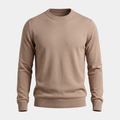 Fine Knit Taupe Crewneck Sweater