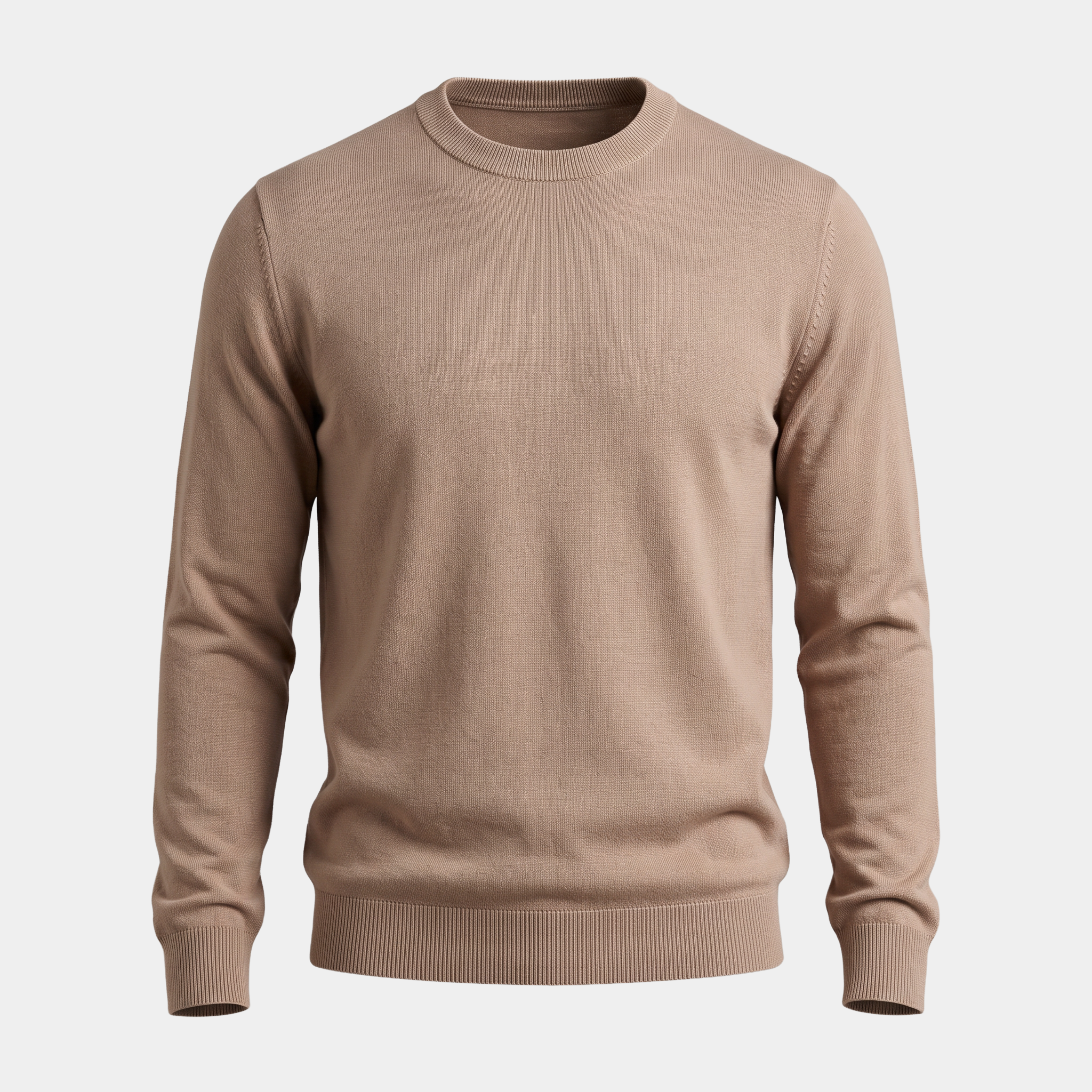 Fine Knit Taupe Crewneck Sweater