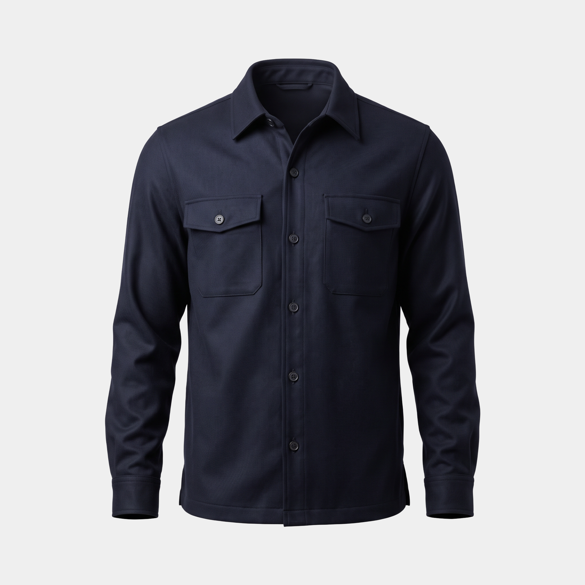 Button Front Navy Overshirt