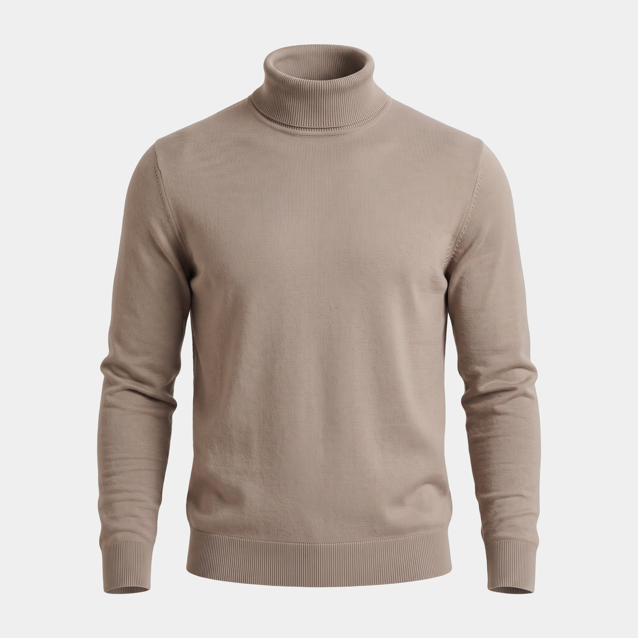 Fine Knit Taupe Turtleneck Sweater