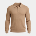 Knit Camel Button Polo Sweater