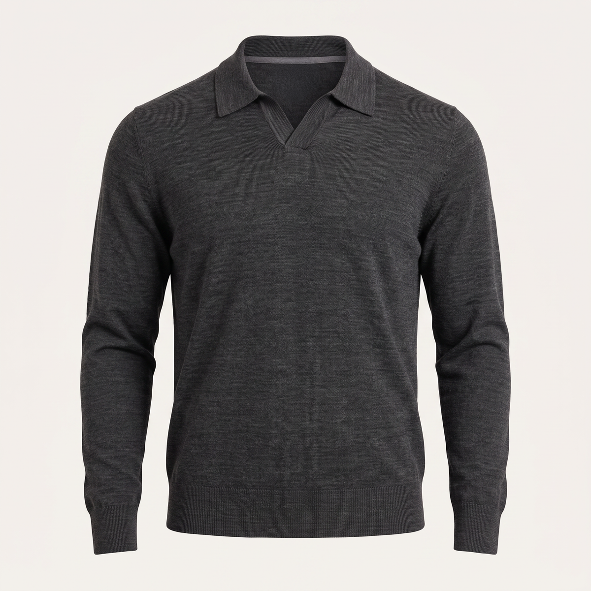 Knit Charcoal Polo Sweater