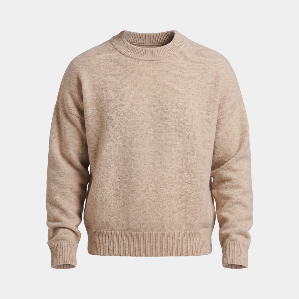 Brushed Knit Oatmeal Crewneck Sweater