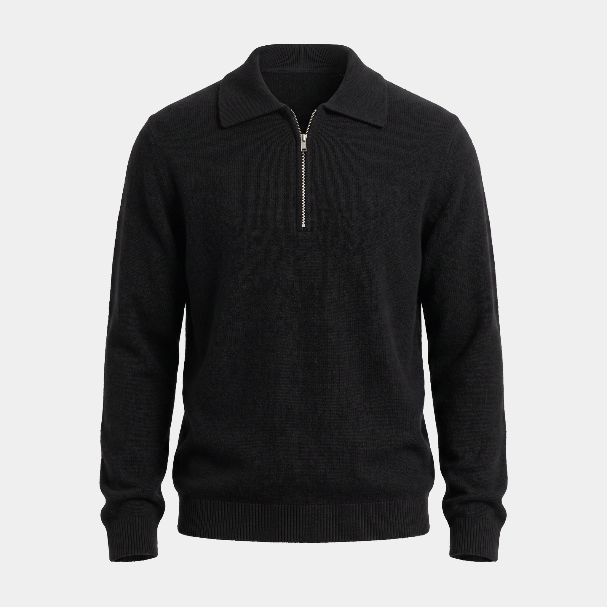 Knit Black Quarter Zip Polo