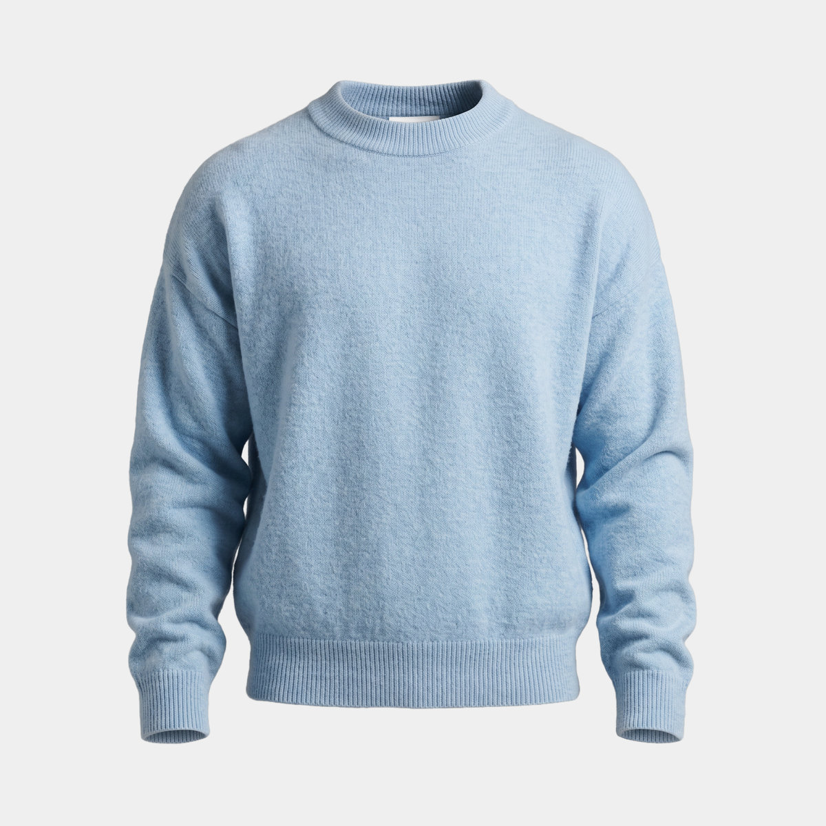 Brushed Knit Light Blue Crewneck Sweater