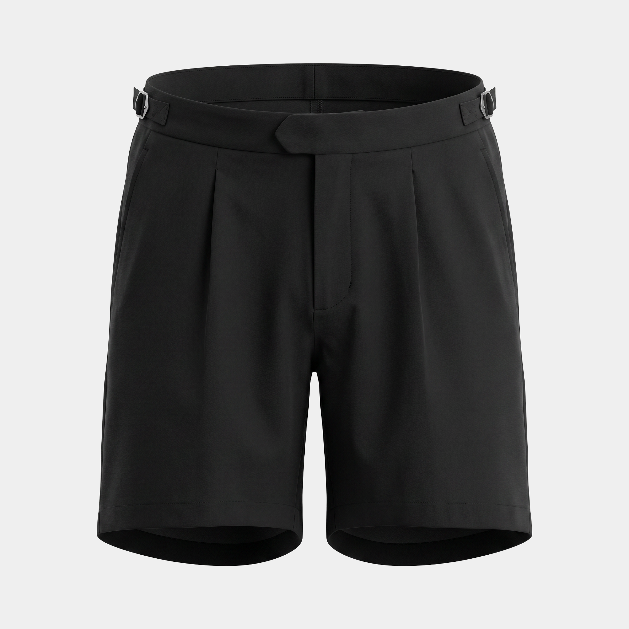 Pleated Black Tailored Shorts