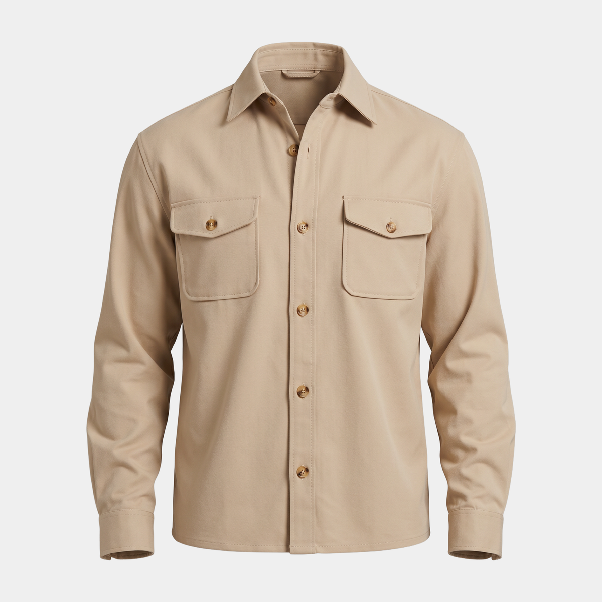 Button Front Sand Overshirt