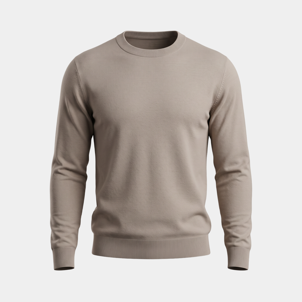 Fine Knit Greige Crewneck Sweater