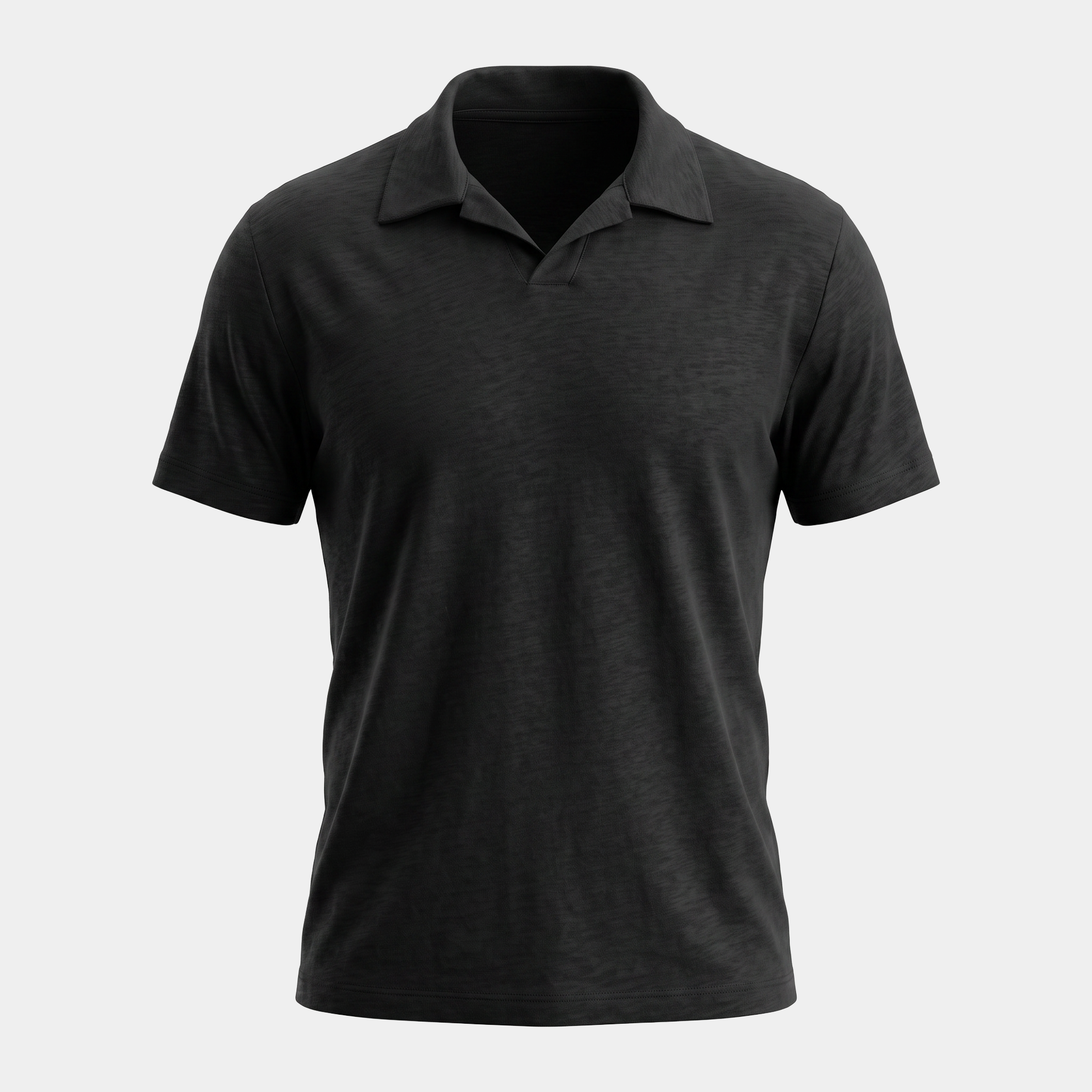 Black Johnny Collar Polo Shirt