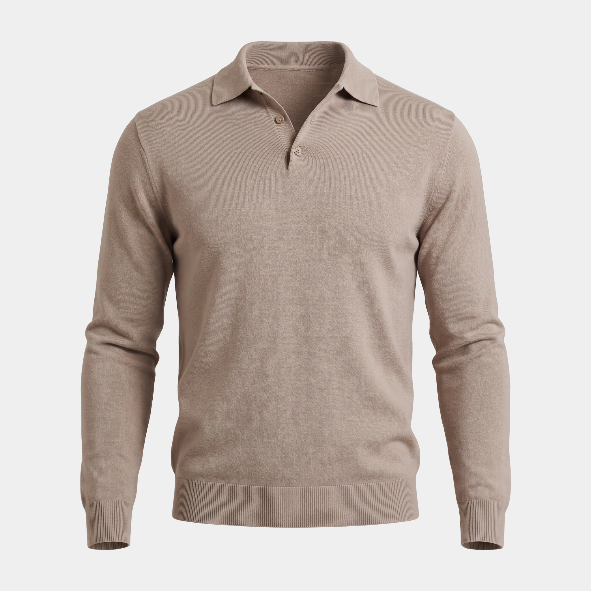 Fine Knit Taupe Polo Shirt
