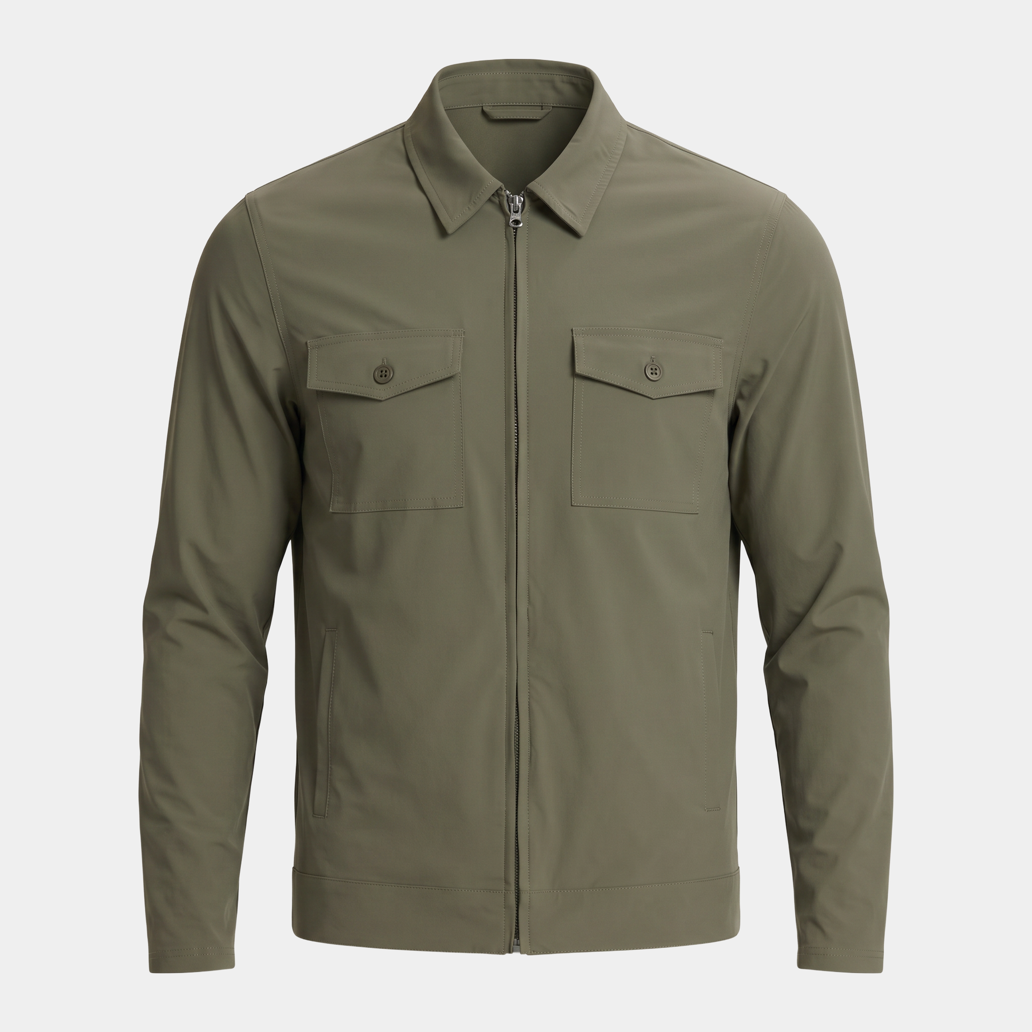 Zip Olive Overshirt Jacket