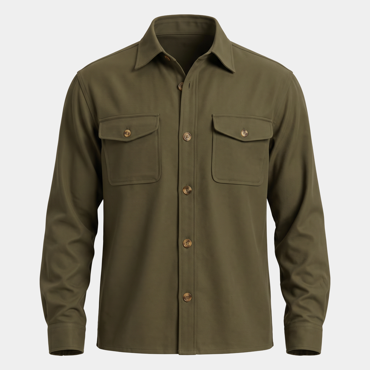 Button Front Olive Overshirt