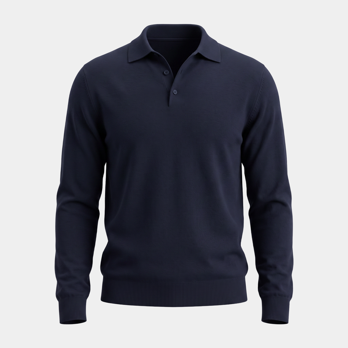 Fine Knit Navy Polo Shirt
