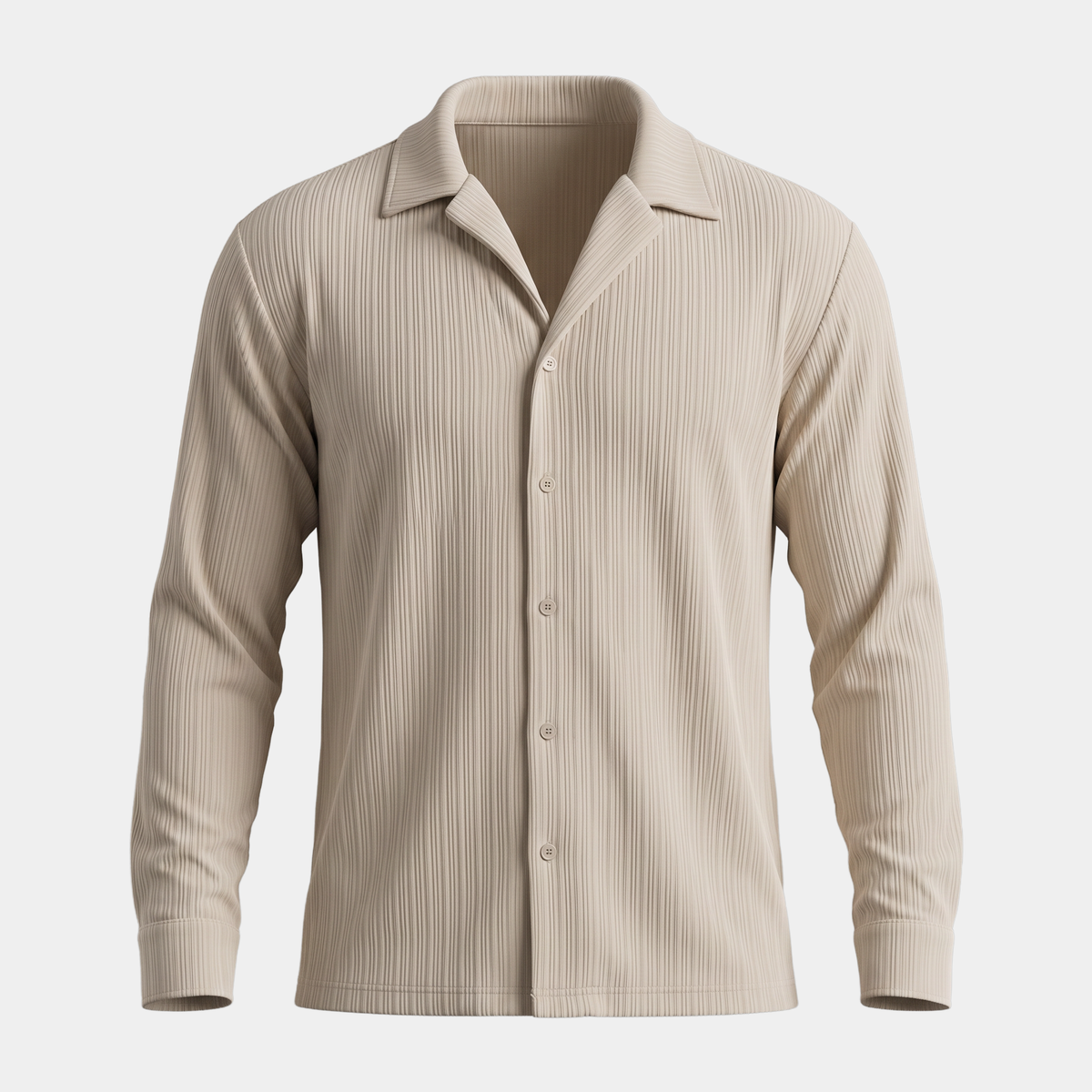 Ribbed Sand Camp Collar Shirt