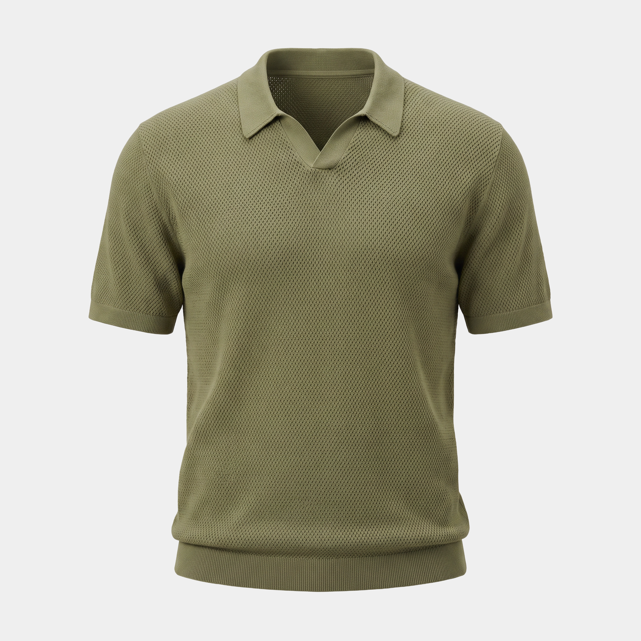 Mesh Knit Olive Polo Shirt