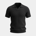 Basketweave Knit Black Polo Shirt