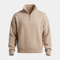 Brushed Knit Oatmeal Quarter Zip Sweater
