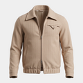 Herringbone Beige Bomber Jacket