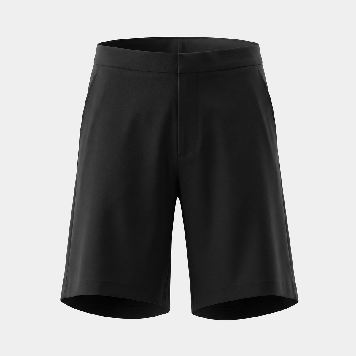Flat Front Black Tailored Shorts