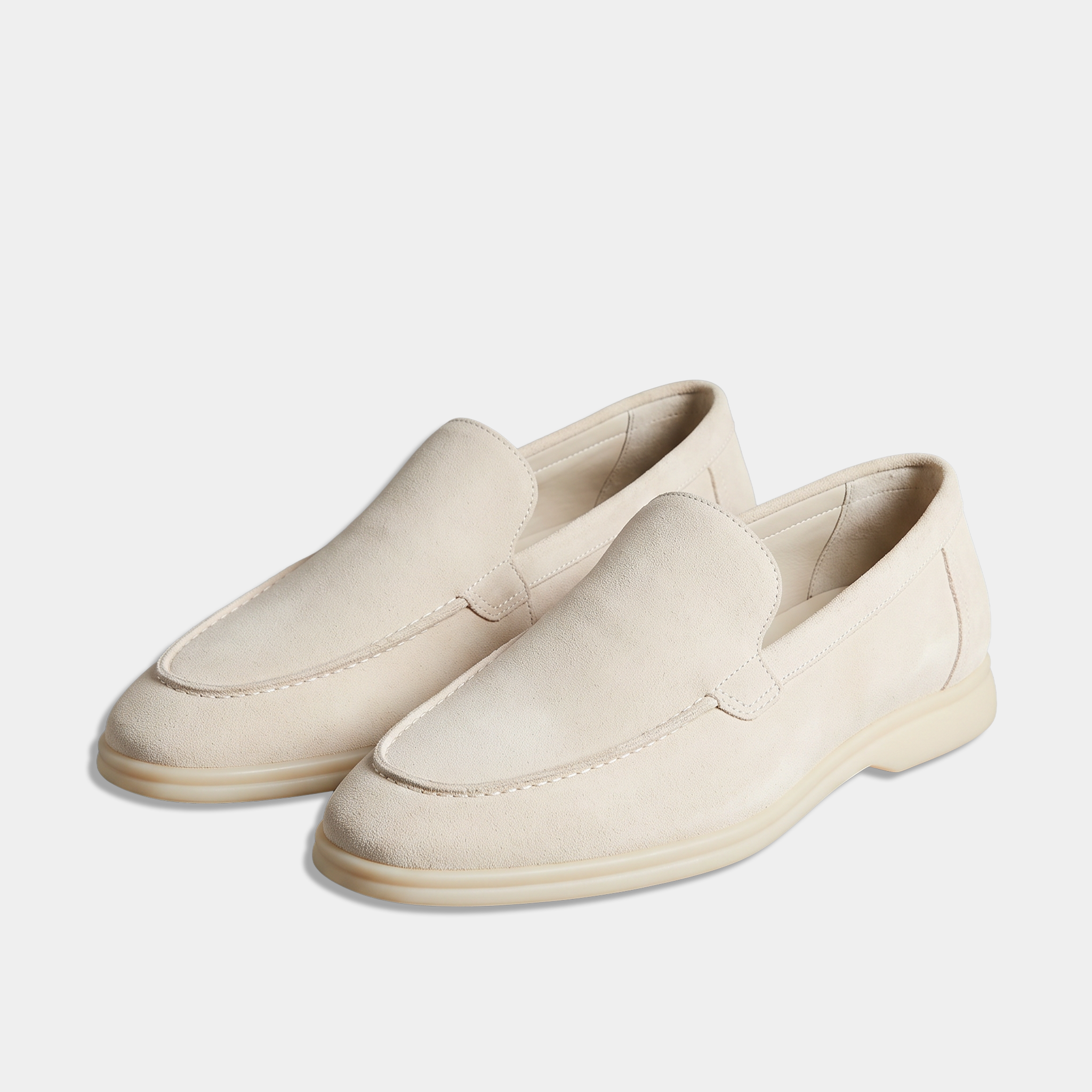 Suede Cream Slip On Loafers
