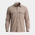 Button Front Taupe Overshirt