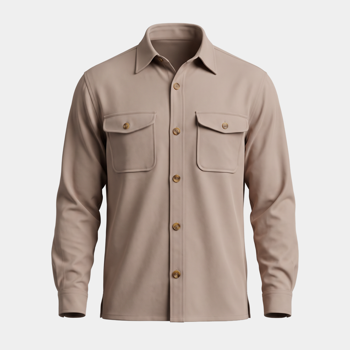 Button Front Taupe Overshirt