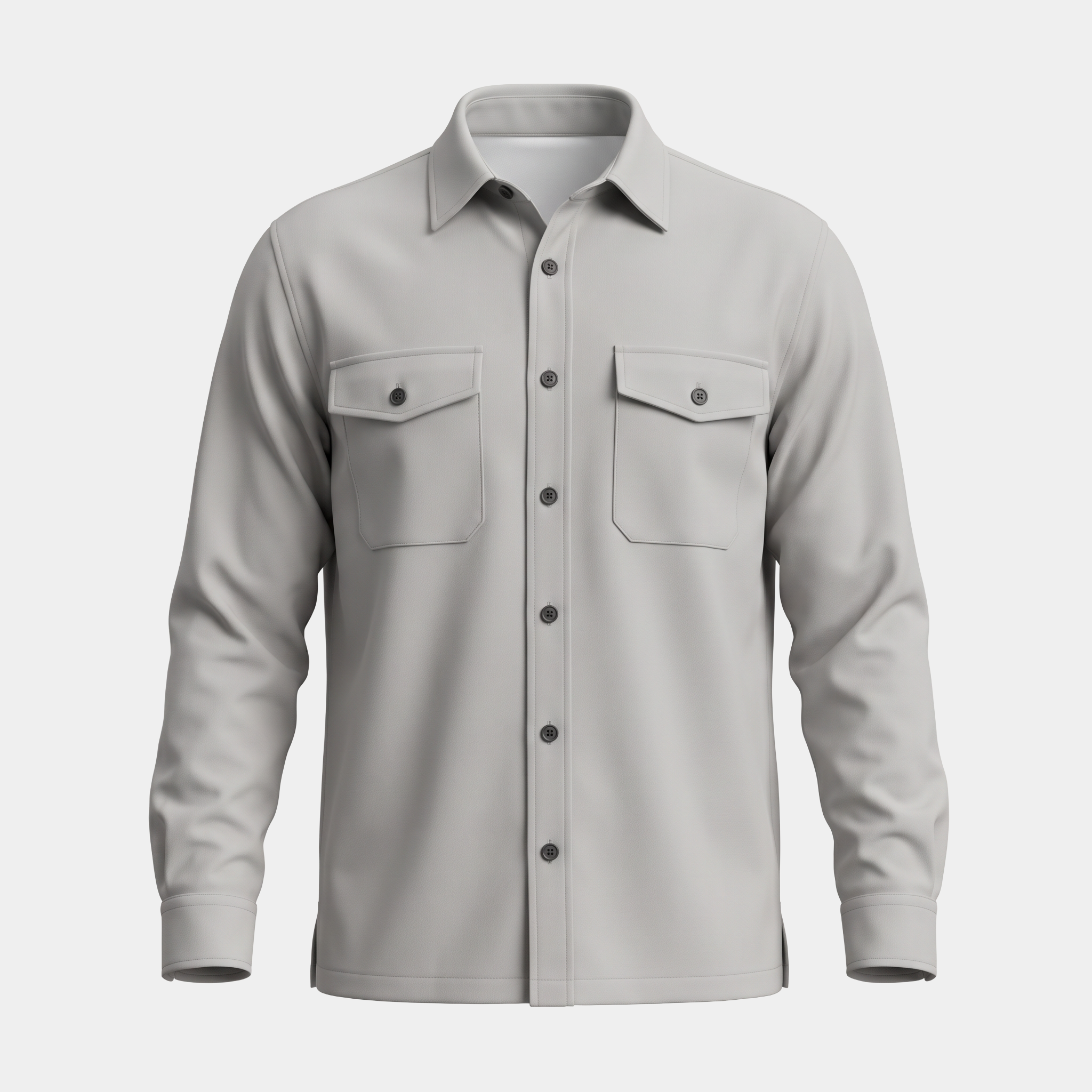 Button Front Light Grey Overshirt