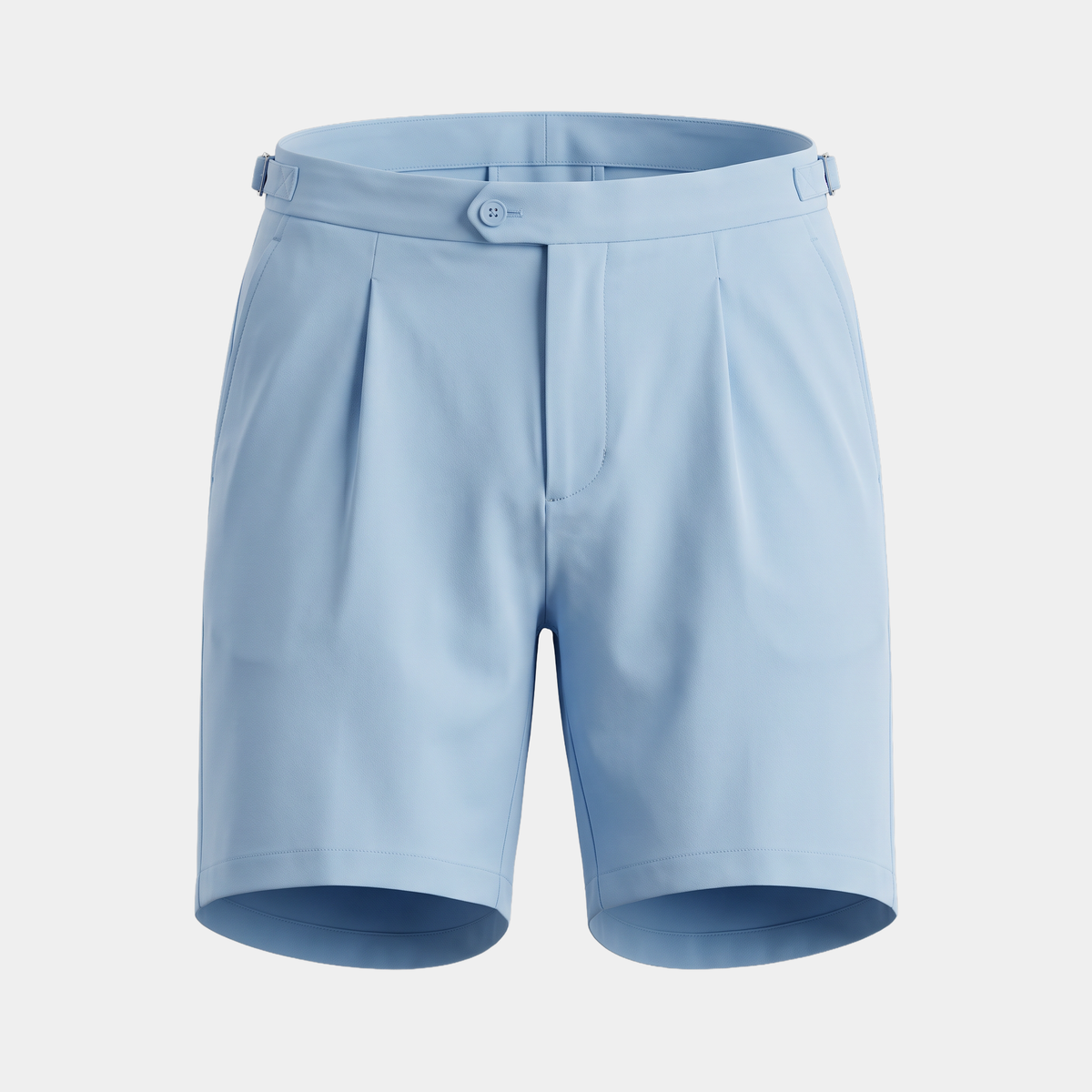 Pleated Light Blue Tailored Shorts