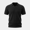 Mesh Knit Black Polo Shirt