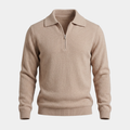 Knit Oatmeal Quarter Zip Polo