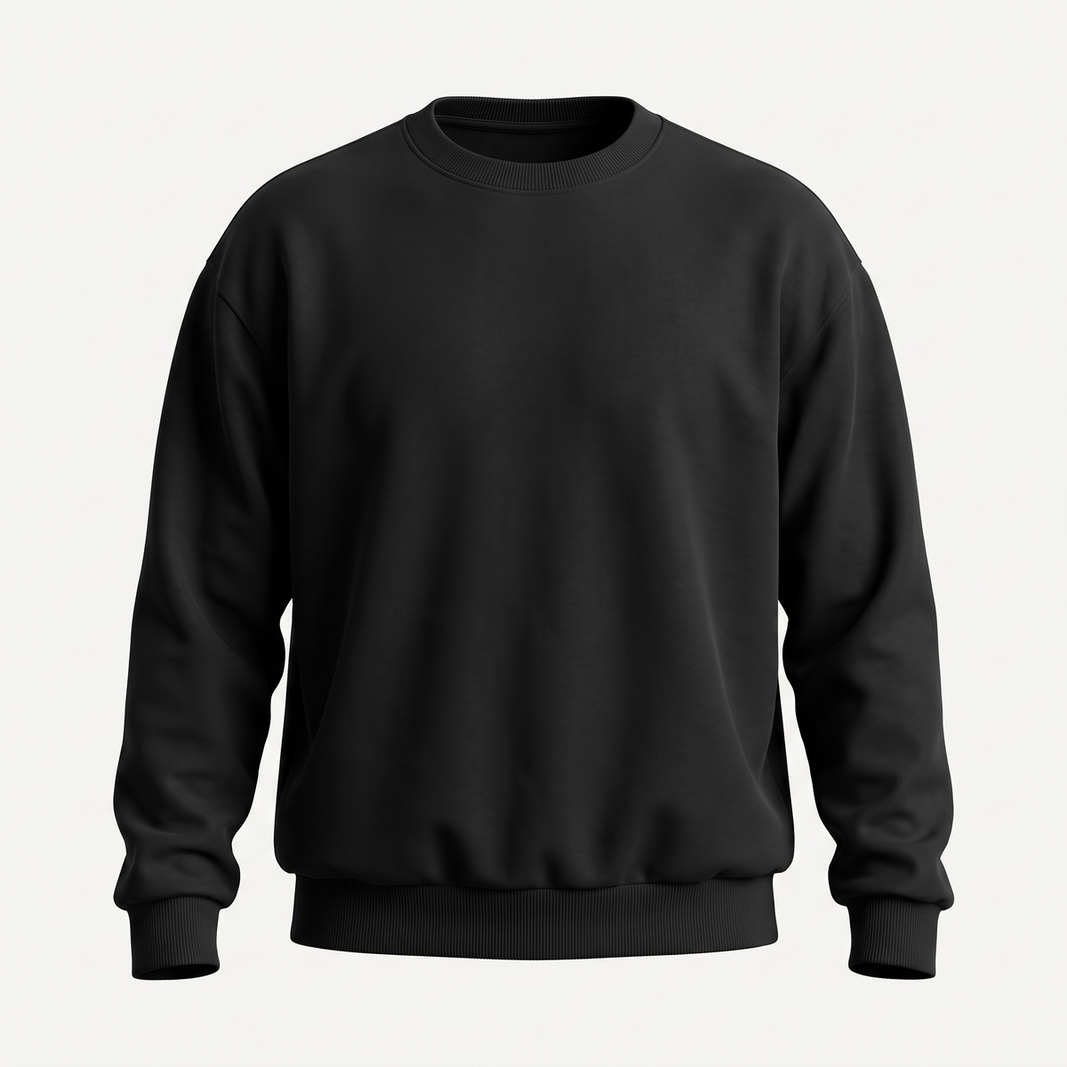 Fleece Back Black Crewneck Sweatshirt