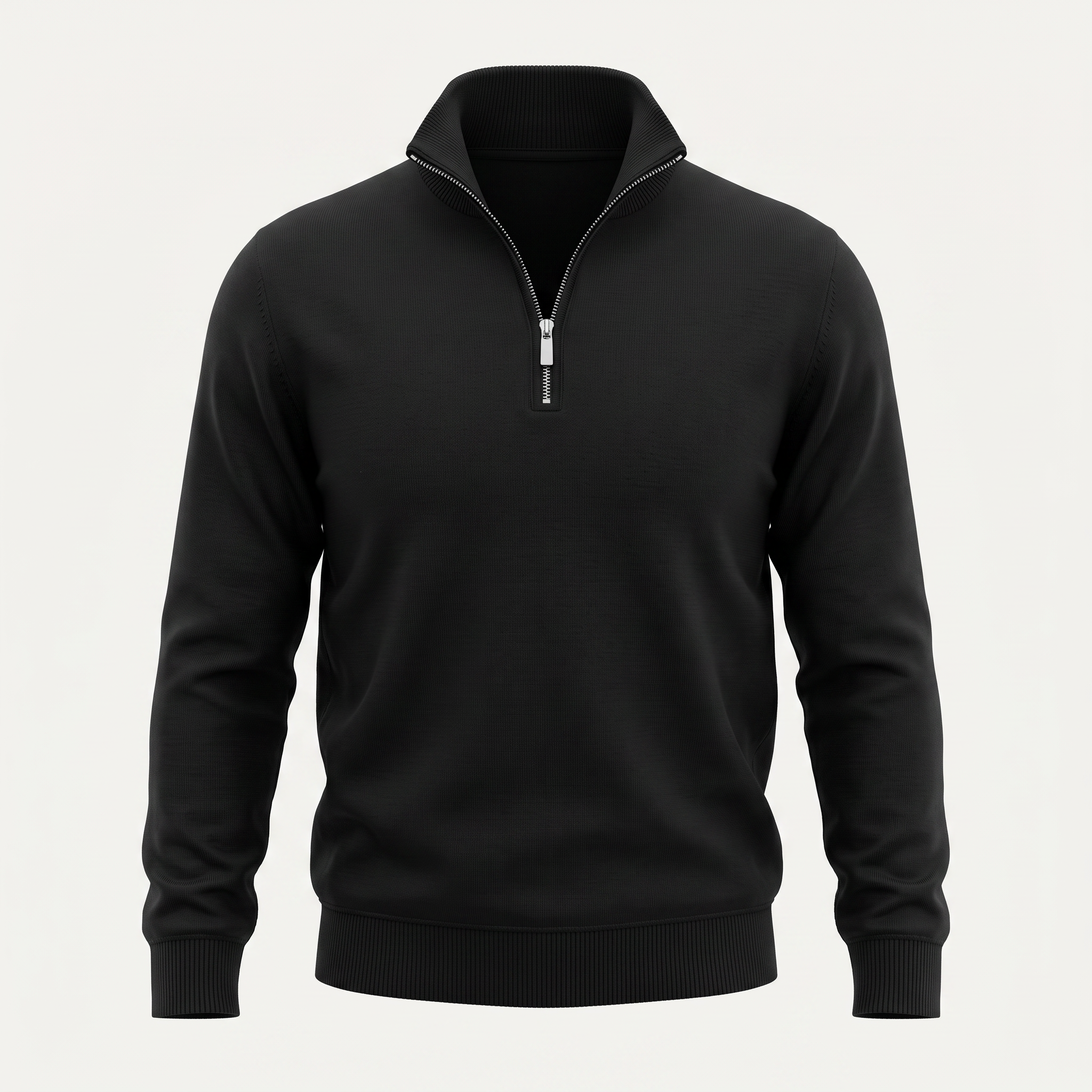 Fine Knit Black Quarter Zip Sweater