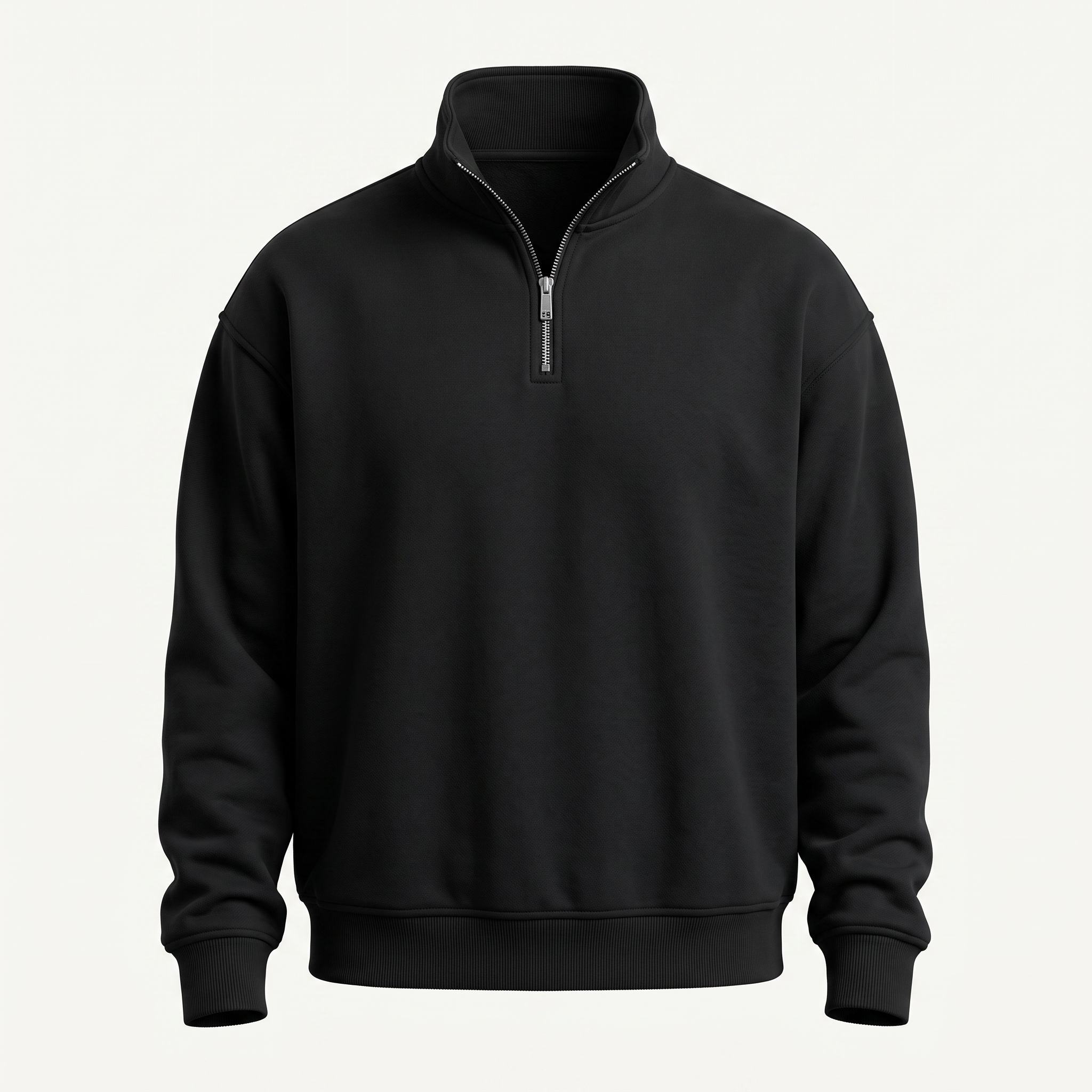 Fleece Back Black Quarter Zip Sweatshirt