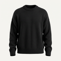 Ribbed Knit Black Crewneck Sweater