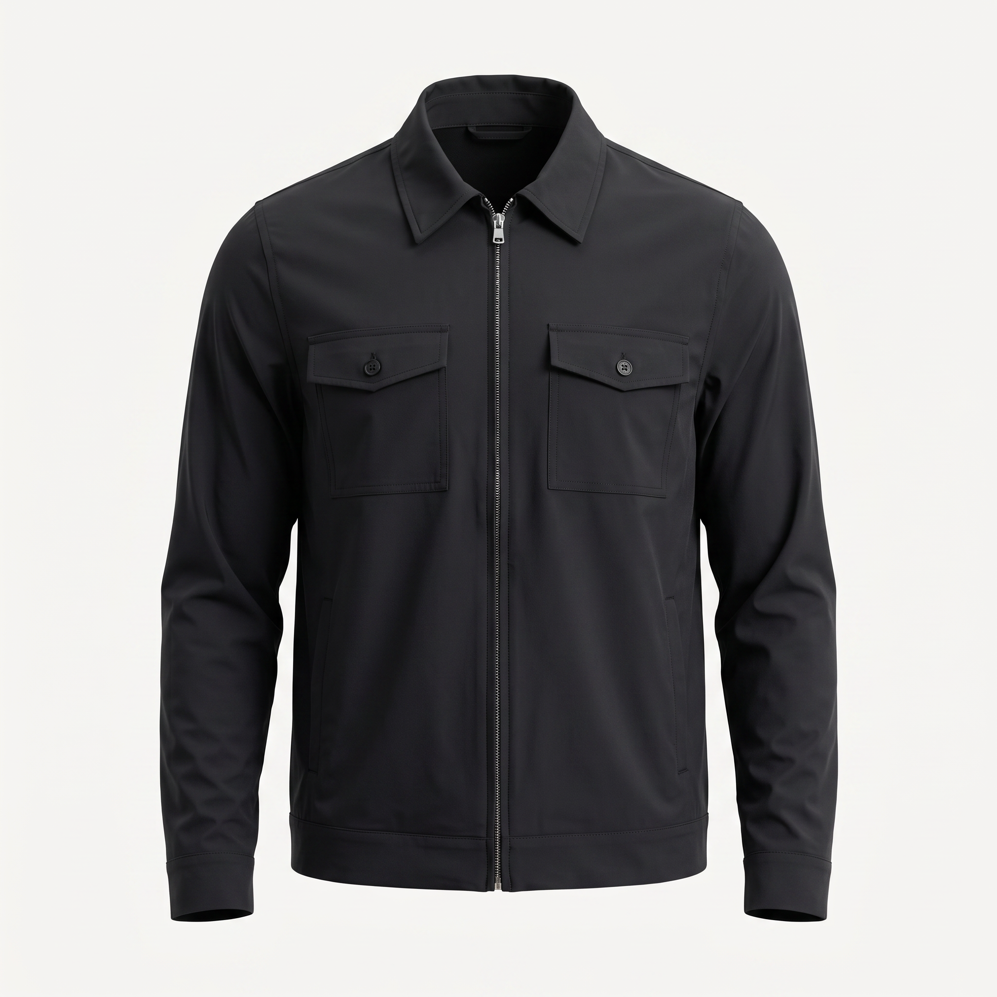 Zip Black Overshirt Jacket
