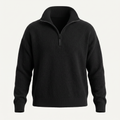 Brushed Knit Black Half Zip Sweater