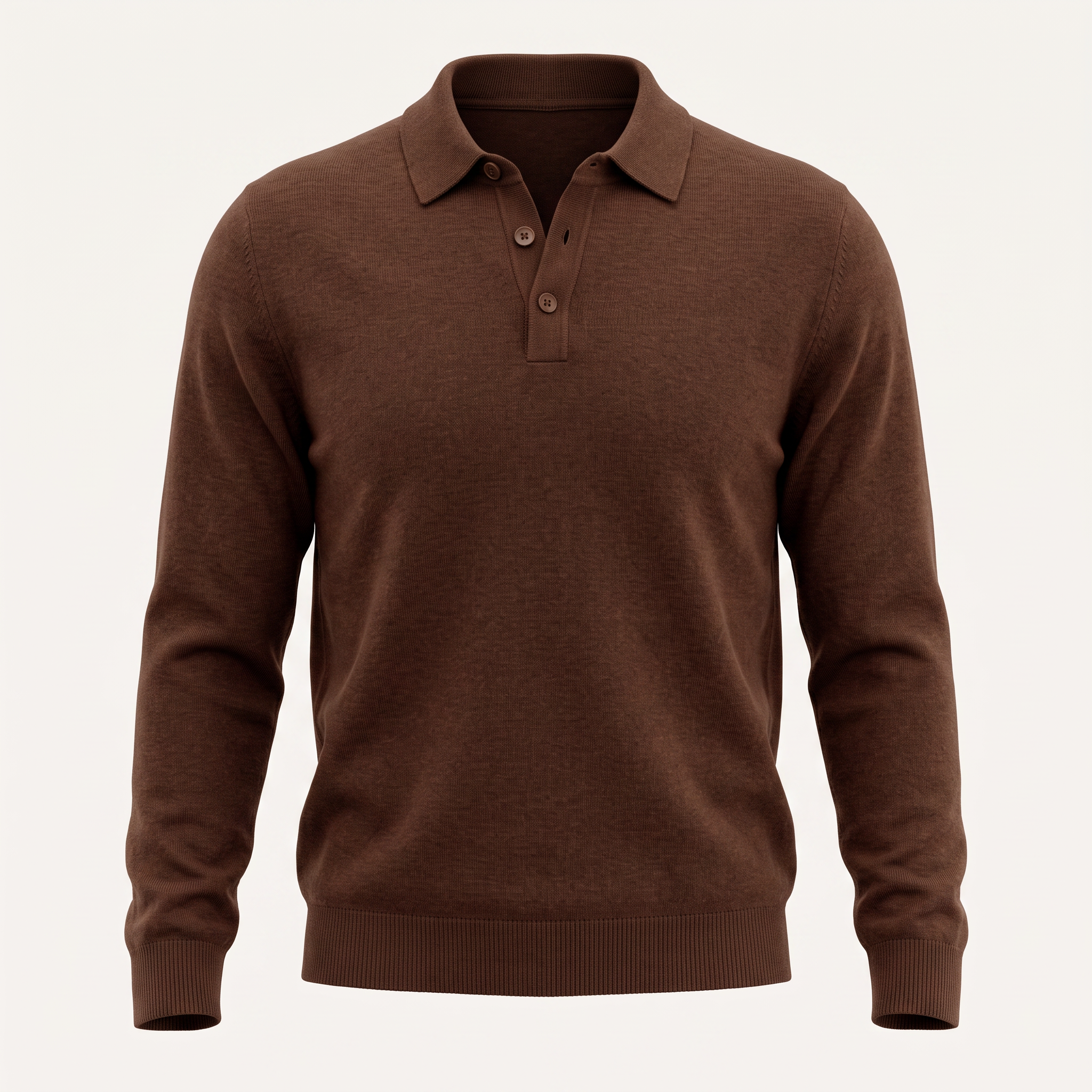 Knit Brown Button Polo Sweater