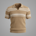 Striped Camel Knit Polo Shirt