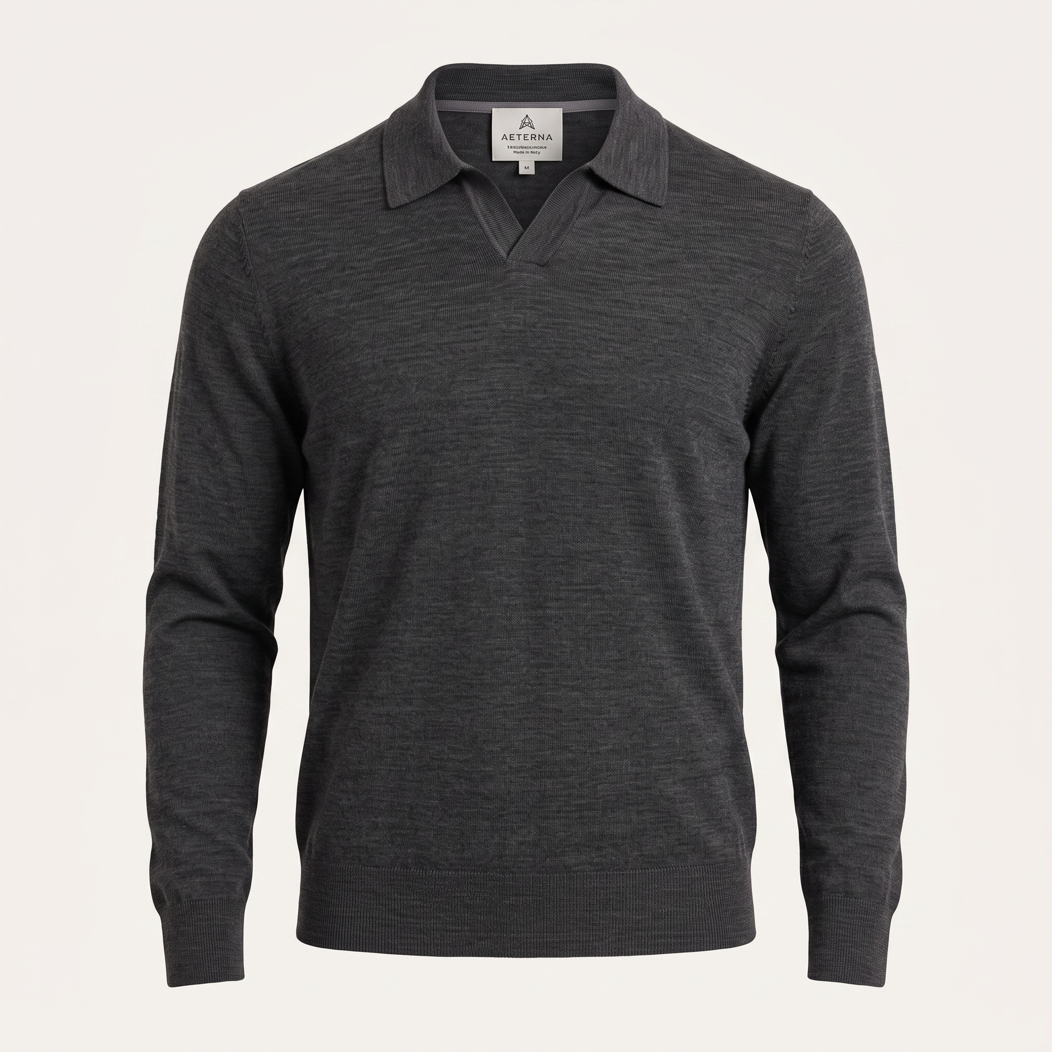 Knit Charcoal Polo Sweater