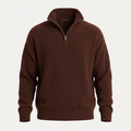 Brushed Knit Chocolate Quarter Zip Sweater