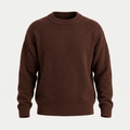 Brushed Knit Chocolate Crewneck Sweater
