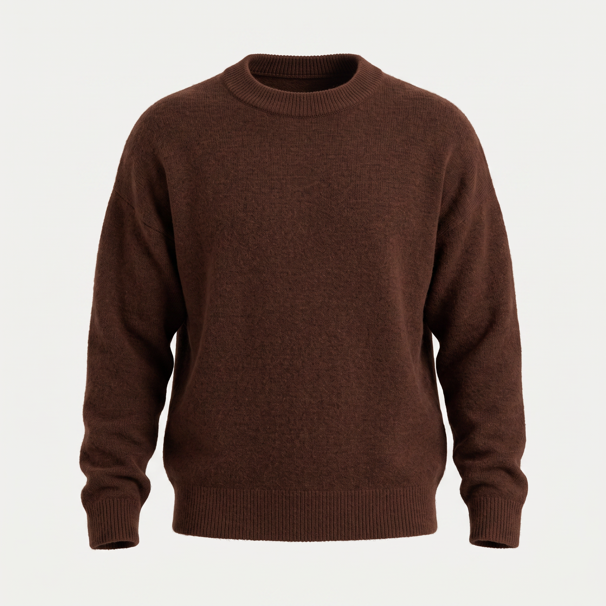 Brushed Knit Chocolate Crewneck Sweater