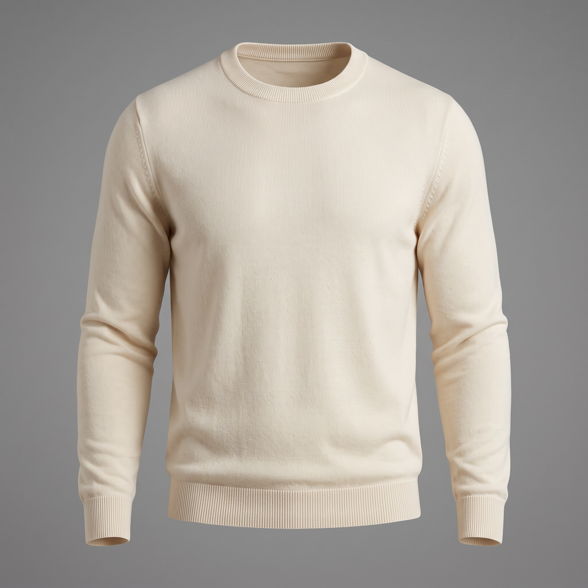 Fine Knit Cream Crewneck Sweater