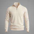 Fine Knit Cream Quarter Zip Sweater