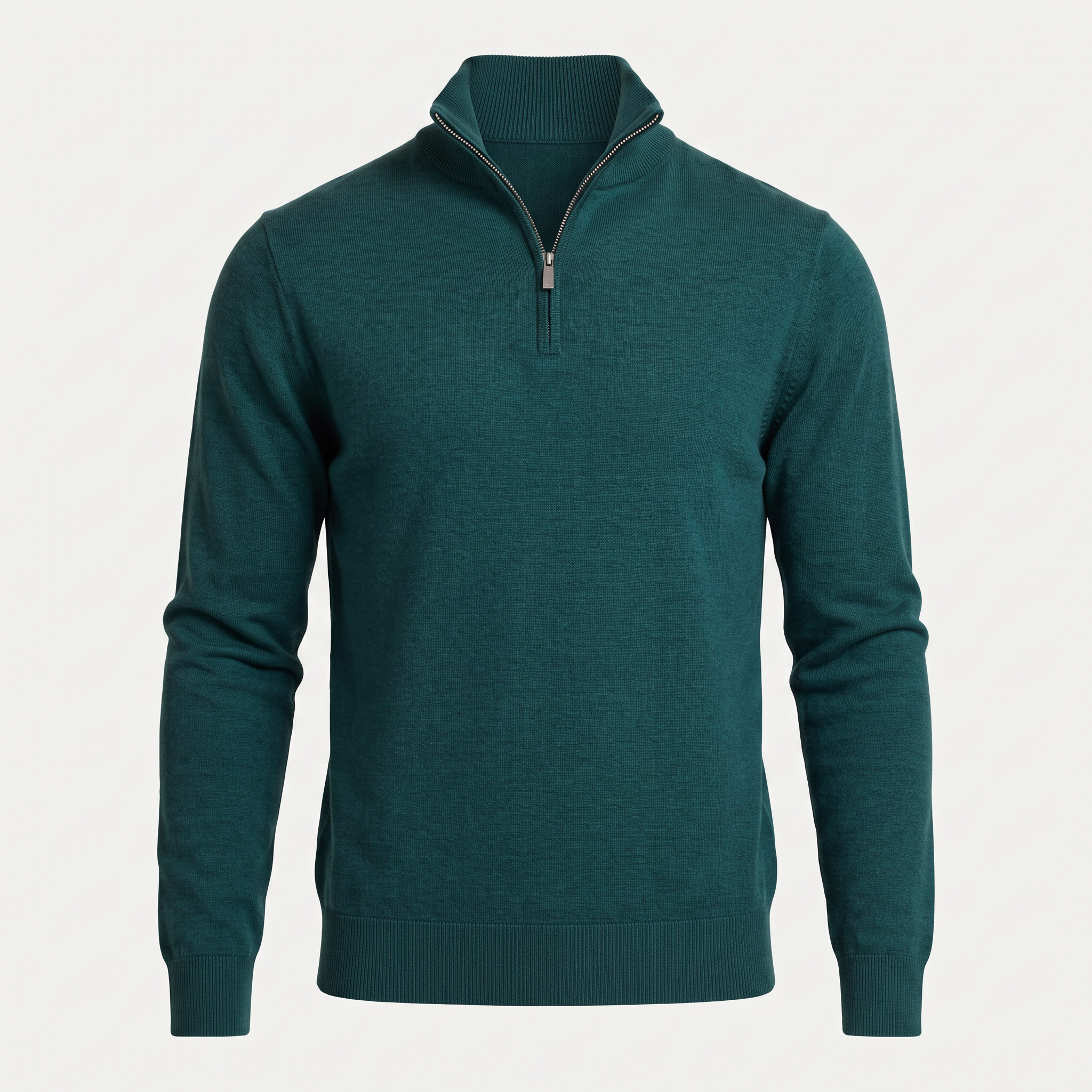 Fine Knit Emerald Quarter Zip Sweater